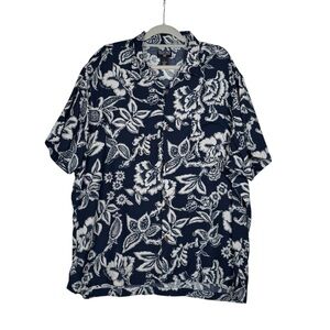 Polo by Ralph Lauren Navy Blue and White Floral Button-Down Shirt